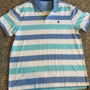 Izod Men's Mint & Sky Blue Striped Polo